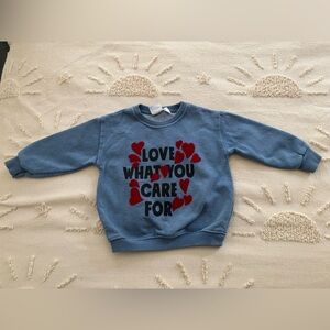 Zara Blue Sweatshirt with Heart Accents